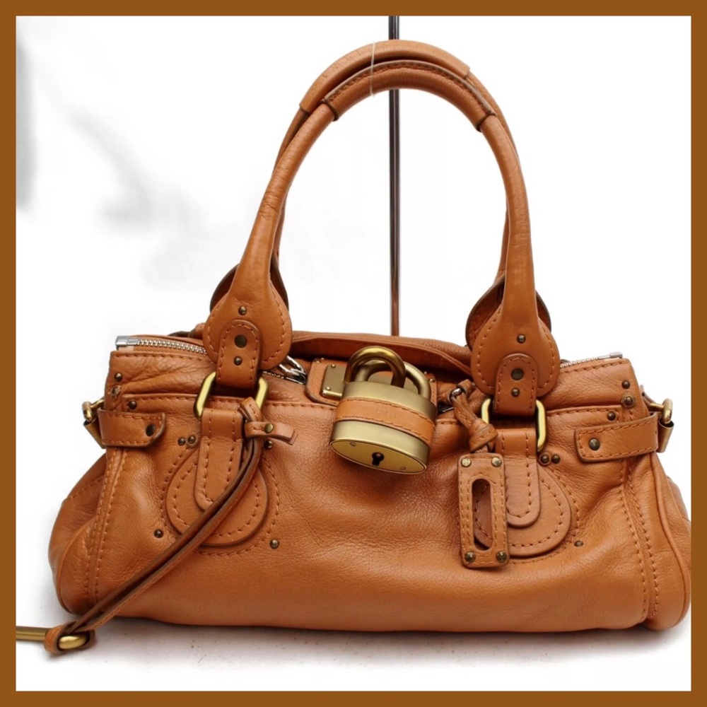 Chloe Tan Leather Satchel with Gold Hardware